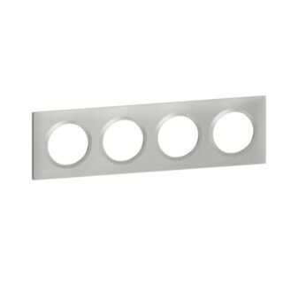 LEGRAND Dooxie Plaque carrée 4 postes aluminium - 600854