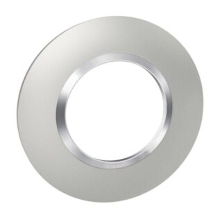 LEGRAND Dooxie Plaque ronde 1 poste finition effet aluminium avec bague effet chrome – 600975