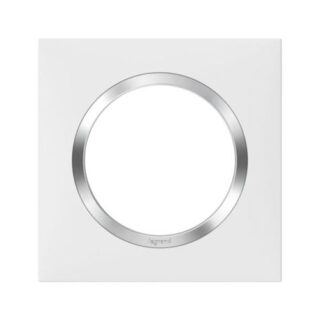 LEGRAND Dooxie Plaque carrée 1 poste finition blanc avec bague effet chrome – 600841