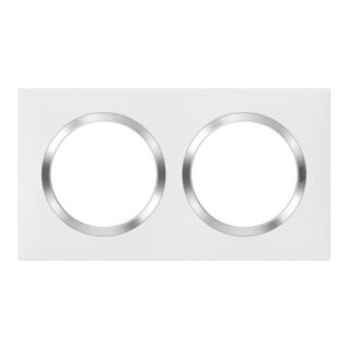 LEGRAND Dooxie Plaque carrée 2 postes finition blanc avec bague effet chrome – 600842
