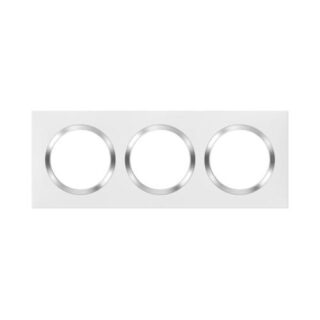 LEGRAND Dooxie Plaque carrée 3 postes finition blanc avec bague effet chrome – 600843