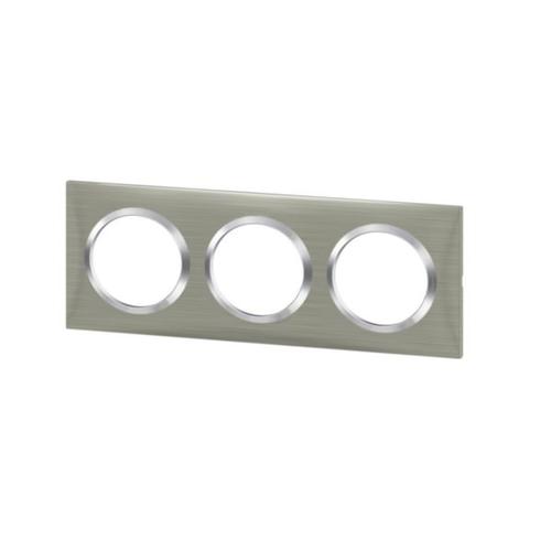 LEGRAND Dooxie Plaque carrée 3 postes finition effet inox brossé – 600873 – Image 2