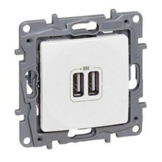 LEGRAND Niloé Chargeur 2 USB A+A 3A 15W blanc – 764594