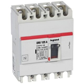 LEGRAND Disjoncteur magnétothermique DRX 125 pouvoir de coupure 10kA 400V~ – 4P – 100A – 027018