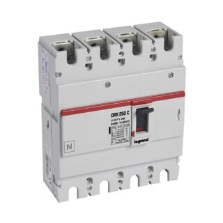 LEGRAND Disjoncteur magnétothermique DRX 250 pouvoir de coupure 18kA 400V~ – 4P – 200A – 027109
